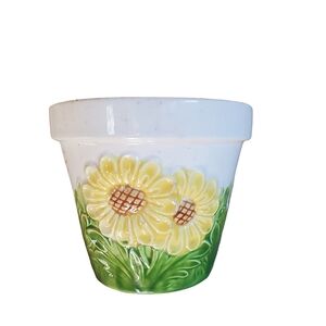 Vintage Japan ceramic sunflower plant pot
